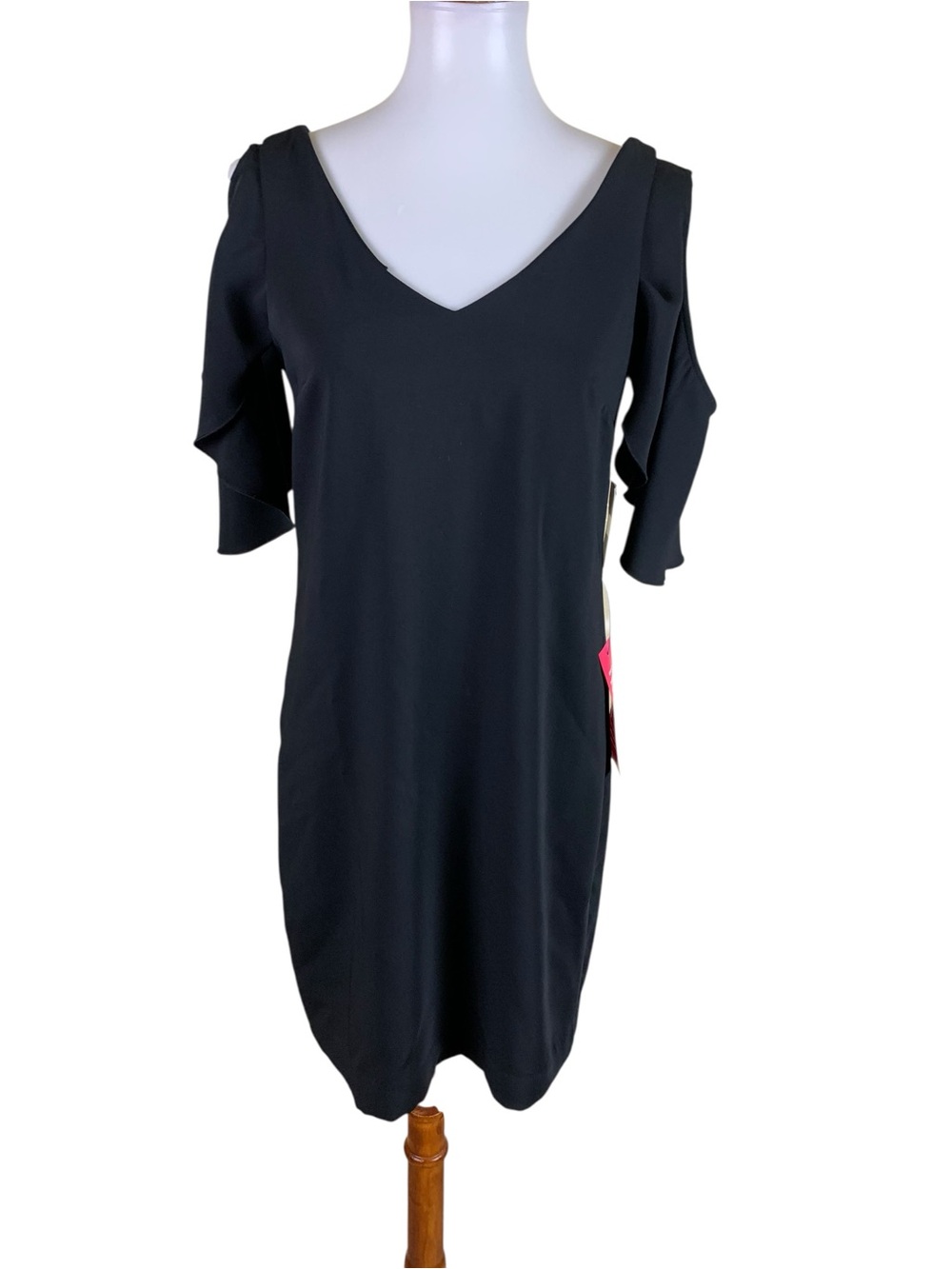 Trina Turk Black Cold Shoulder Sheath Dress Tie Back Womens Small NWT